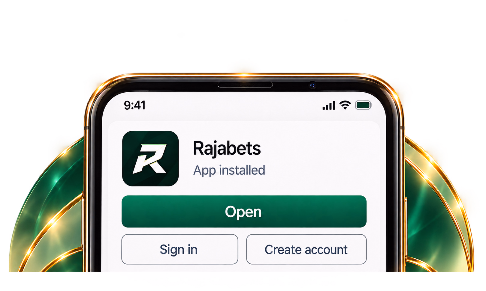Rajabets App installed successfully with Open and Done actions